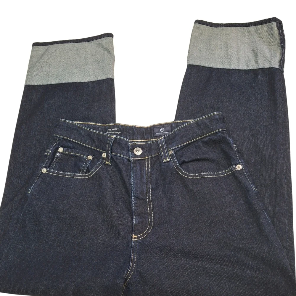 AG Adriano Goldschmied The Brett High Waisted Crop Straight Leg Jeans  Size 29 - Picture 6 of 16